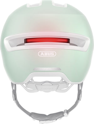 abus hud-y ace pure mint. Mint grøn cykelhjelm med visir og LED