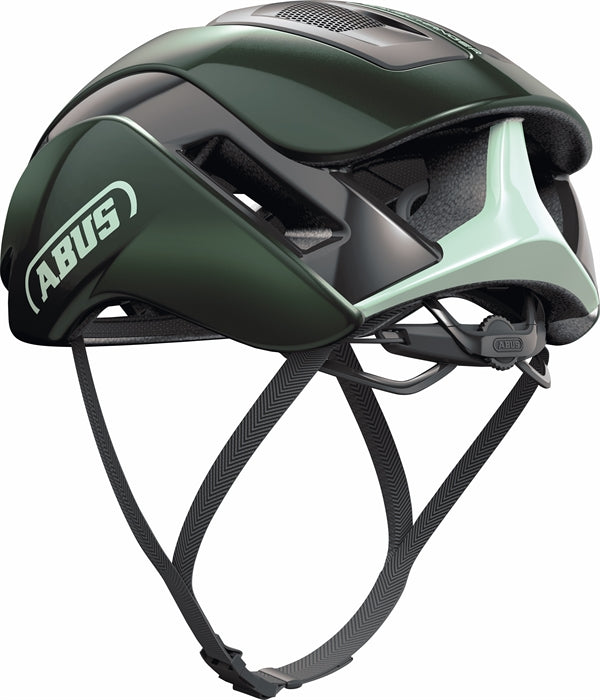 Abus Gamechanger 2.0 Moss Green. Mørkegrøn aerohjelm til tri og landevej