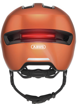 Abus Hud-Y Goldfish Orange | orange city cykelhjelm med magnetisk USB LED lygte bagpå